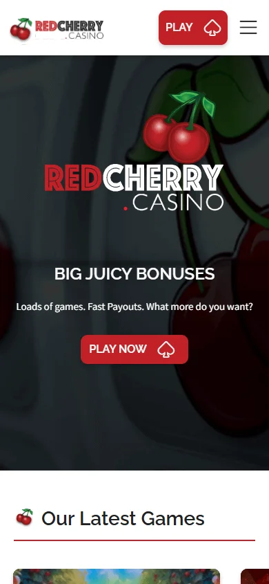 Red Cherry Casino mobile browser home screen on a smartphone